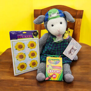 Vintage Stickers & 1997 Hallmark Gallagher Goat Plush Crayola Storybook Friends